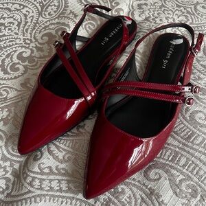 Madden Girl Cherry Red Patent Pointed Slingback Flats